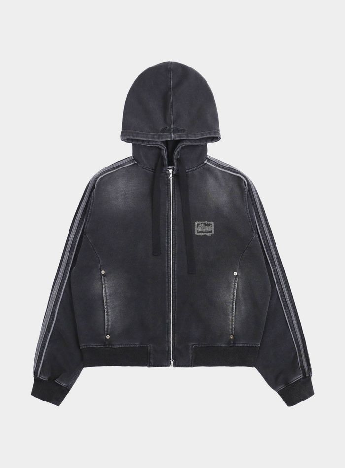 Billy Washed Denim Sweat Hoodie - Black