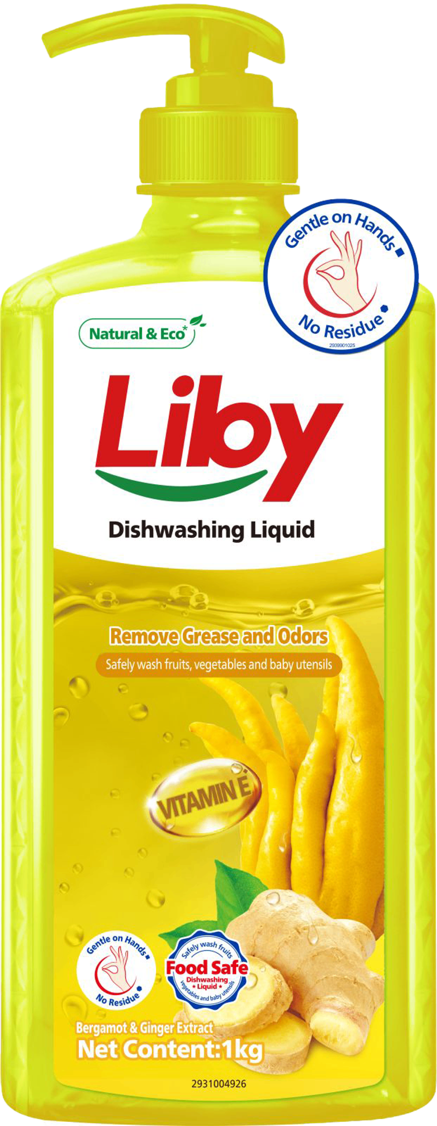 LIBY Хурц үнэр дарагчтай, витамин Е агуулсан, бергамот & цагаан гаатай аяга таваг угаагч 1000мл