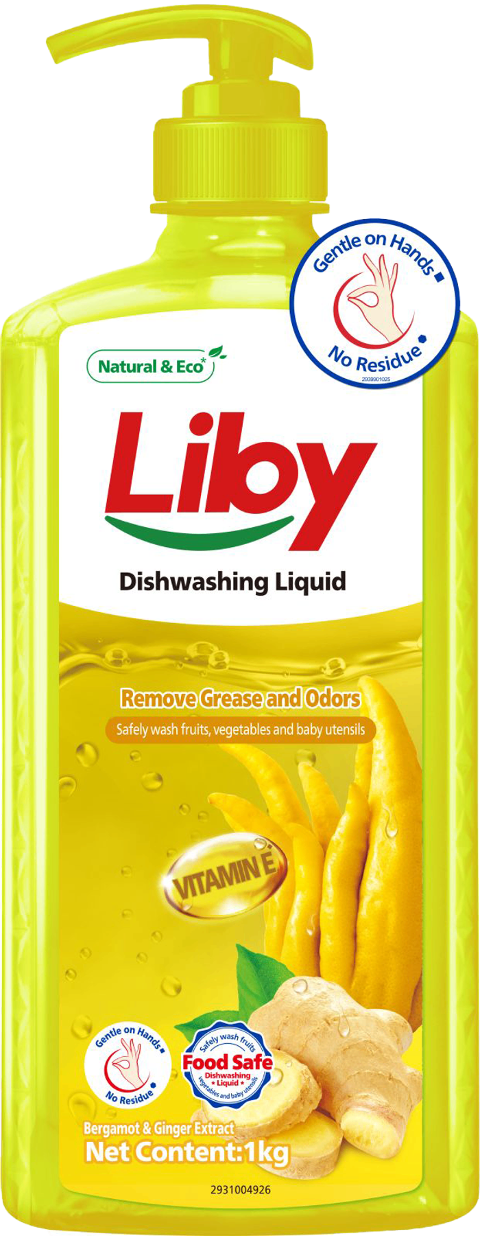 LIBY Хурц үнэр дарагчтай, витамин Е агуулсан, бергамот & цагаан гаатай аяга таваг угаагч 1000мл