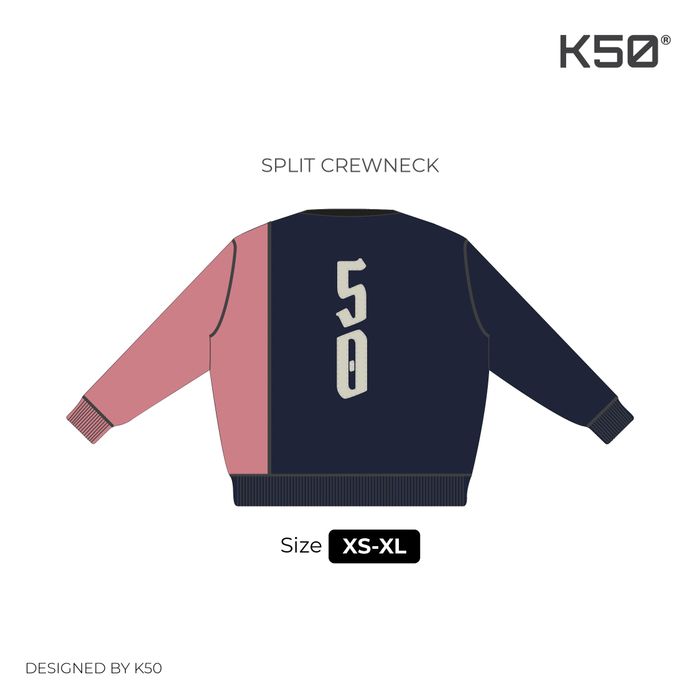 Split Crewneck - Nvy/OW/PPink