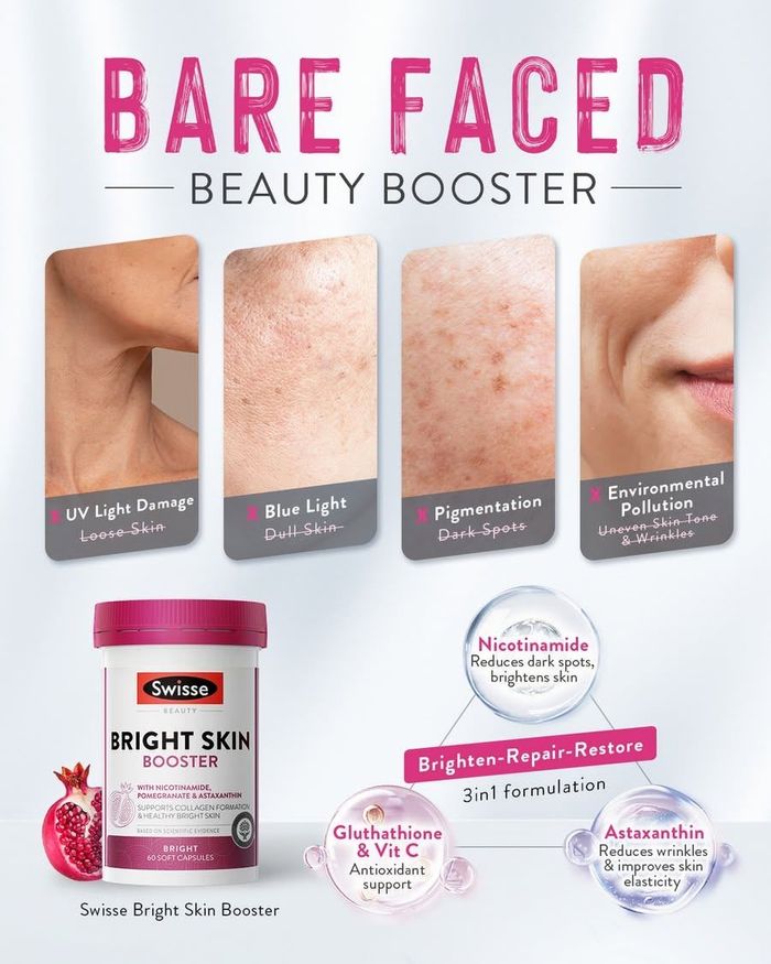 Арьсыг гэрэлтүүлж, цайруулах үйлчилгээтэй витамин / Swisse beauty Bright Skin Booster