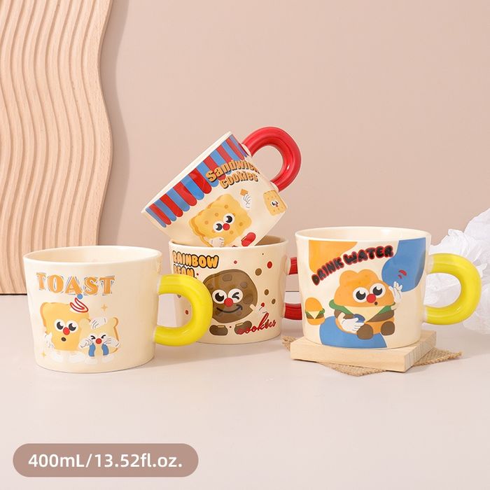 400mL/13.52fl.oz. Cream Cartoon Ceramic Mug