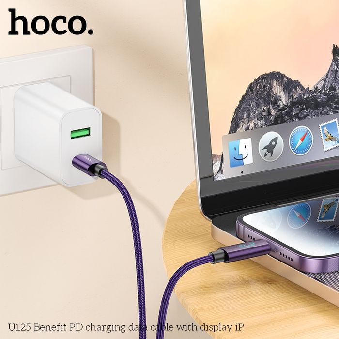Hoco U125 Дэлгэцтэй Түргэн Цэнэглэгч Кабель  (iPhone)  