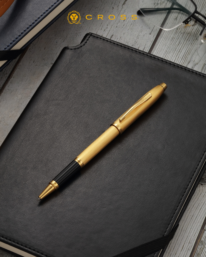Century® II Polished 23KT Gold-plated Engraved Diamond Pattern Selectip Rollerball Pen