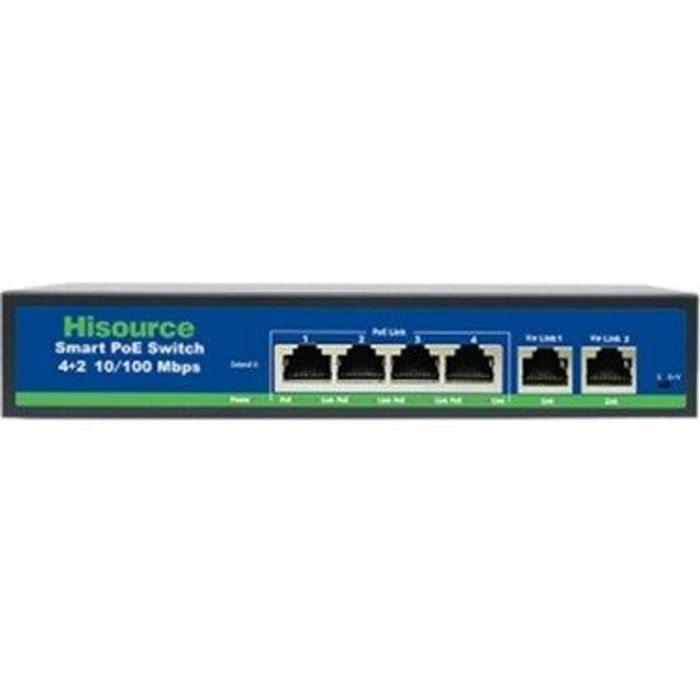 Hisource 4 Port PoE Switch + 2 Port Uplink Switch