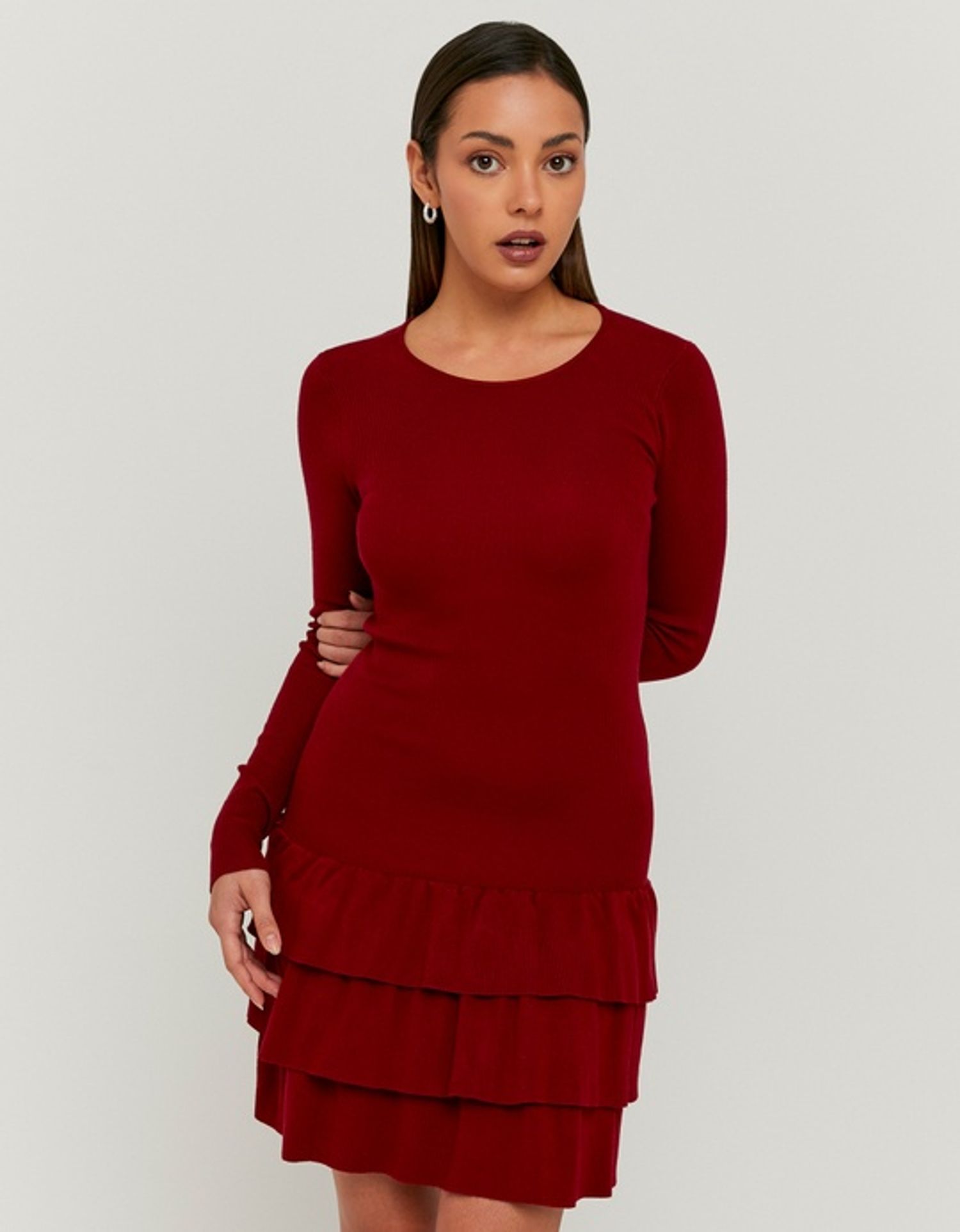 Black Knit Dress with Ruffles