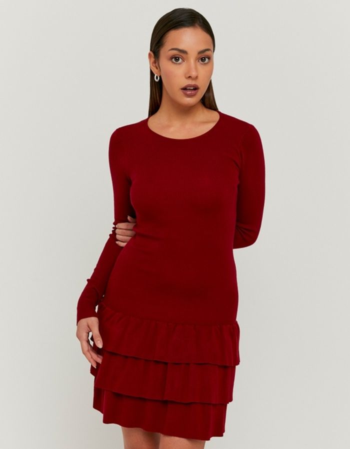 Black Knit Dress with Ruffles
