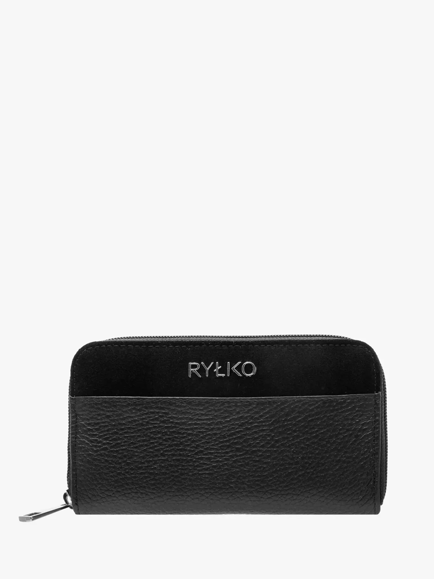 Women's black wallet made of combined leather