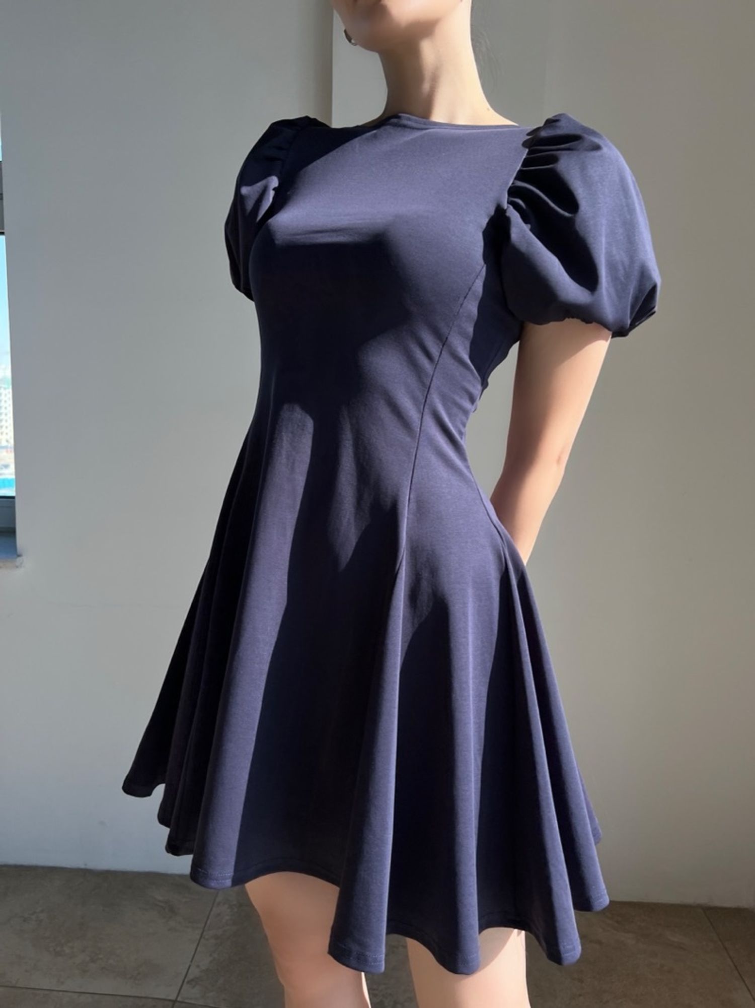 Puff sleeve dress /хөх/