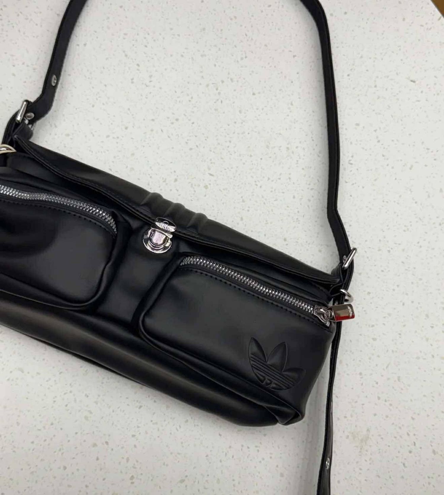 Adidas Black Leather Shoulder Bag