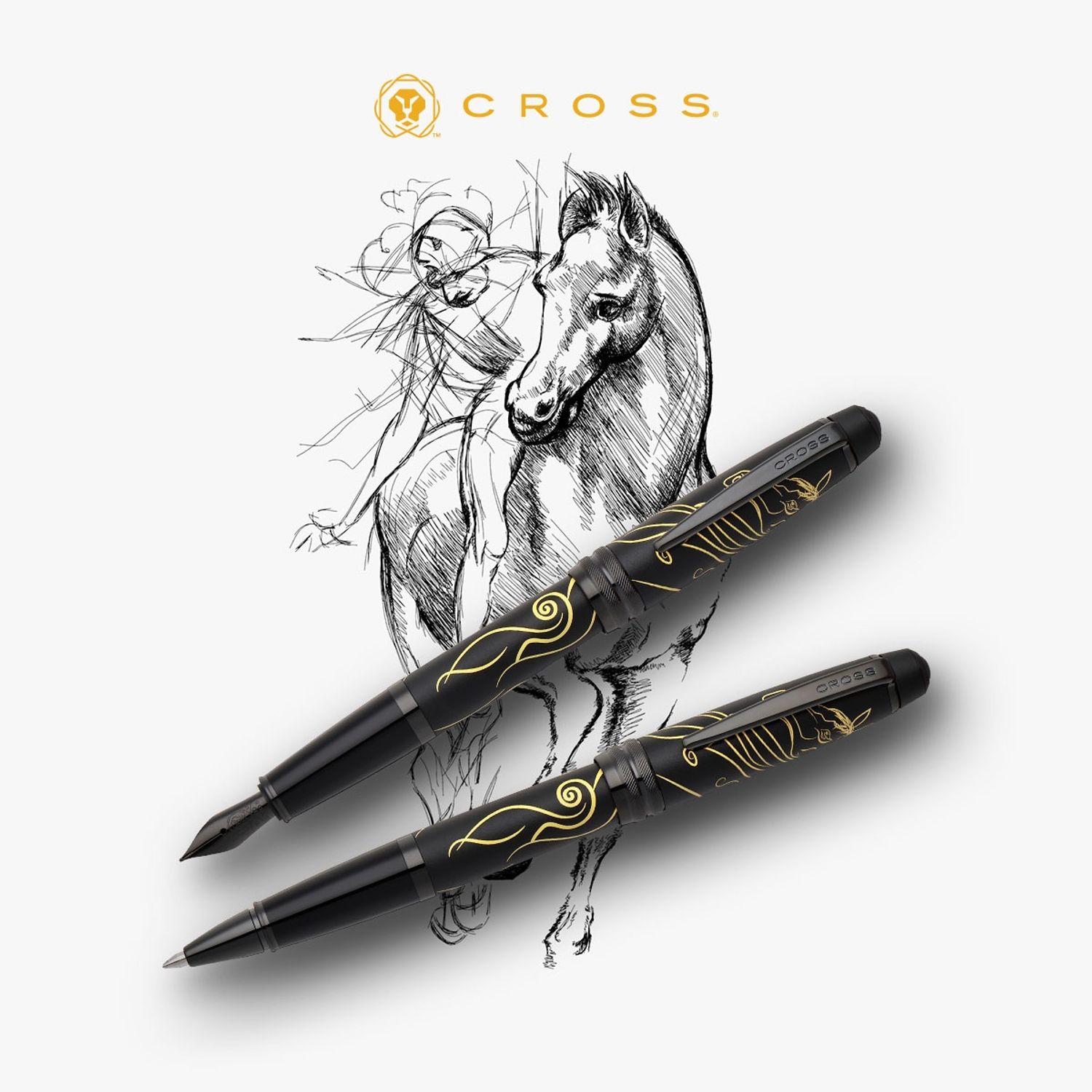 Bailey™ Zodiac Year of the Horse Matte Black Lacquer with Black PVD Appointments Rollerball Pen