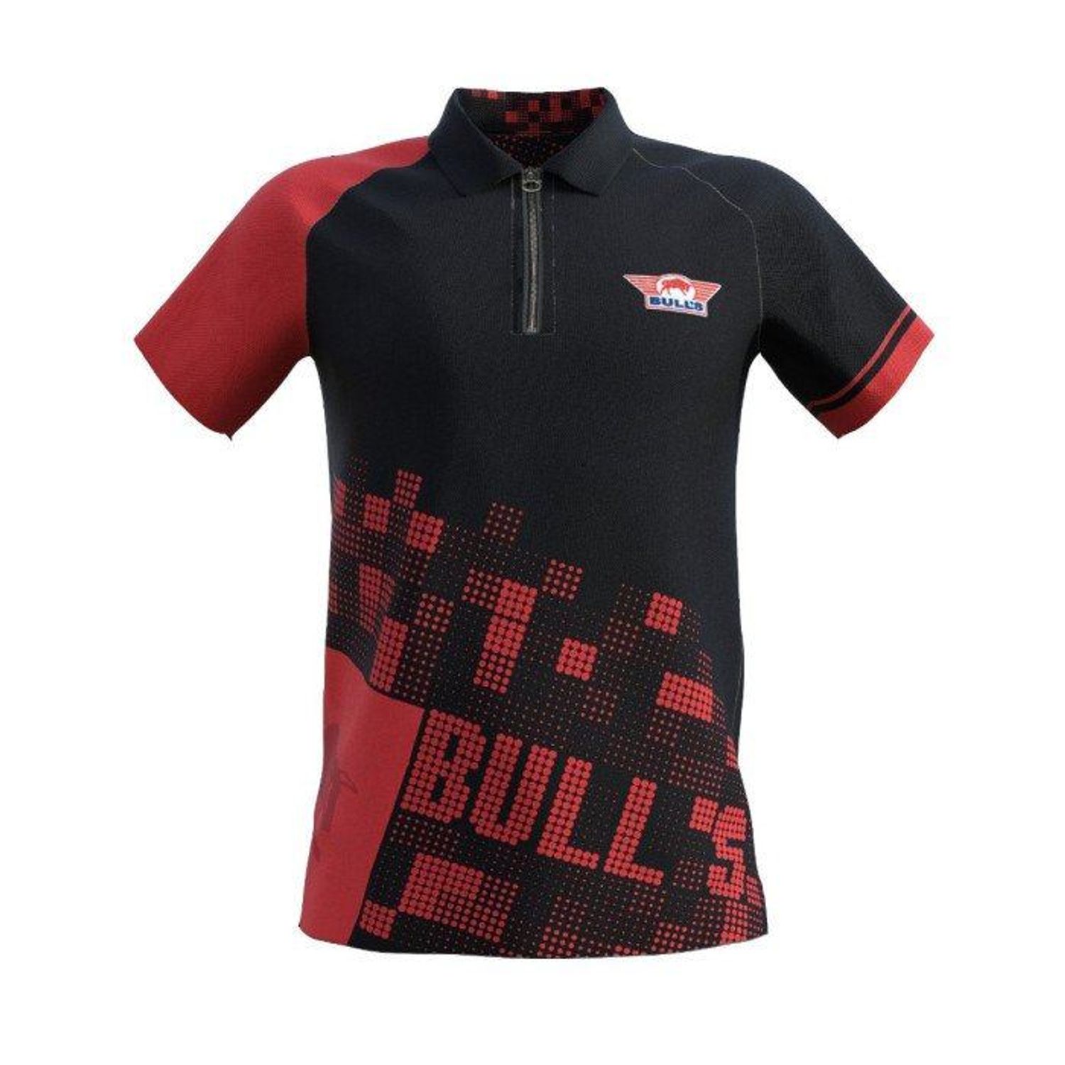 BULL'S Plain Black Red Dart Polo