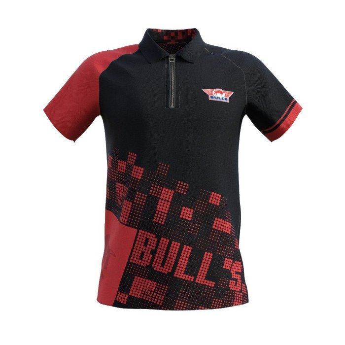 BULL'S Plain Black Red Dart Polo