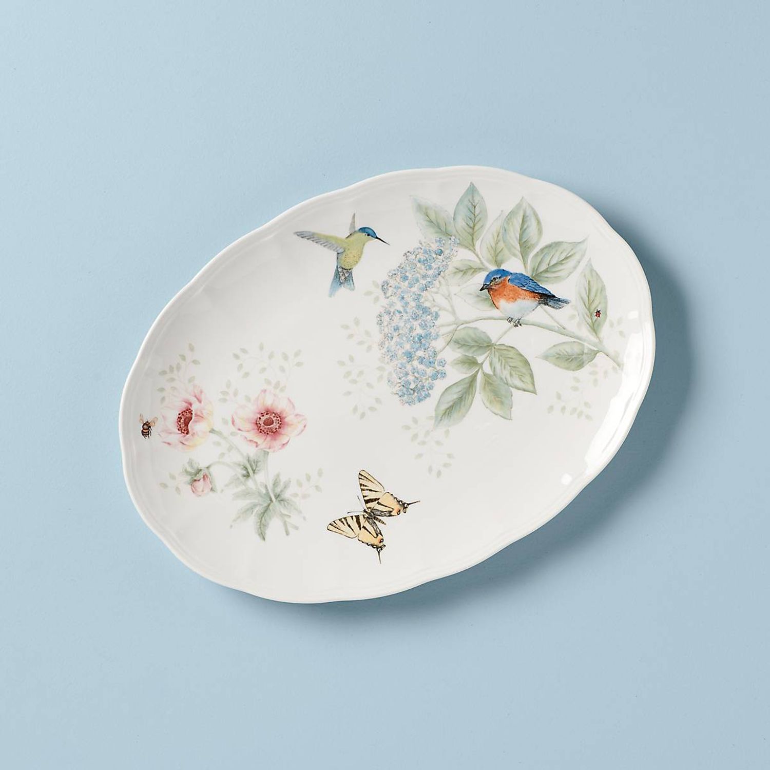 BUTTERFLY MDW FLUTT DW OVAL PLATTER
