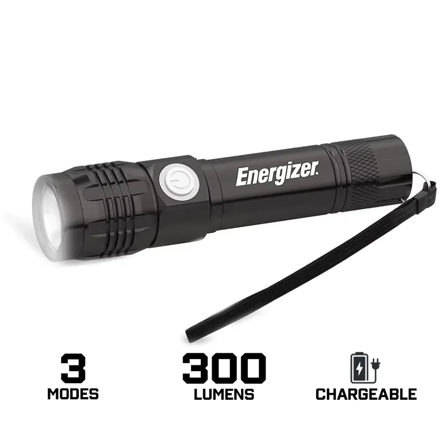 Energizer Metal Recharge Flashlight 300 Lumens