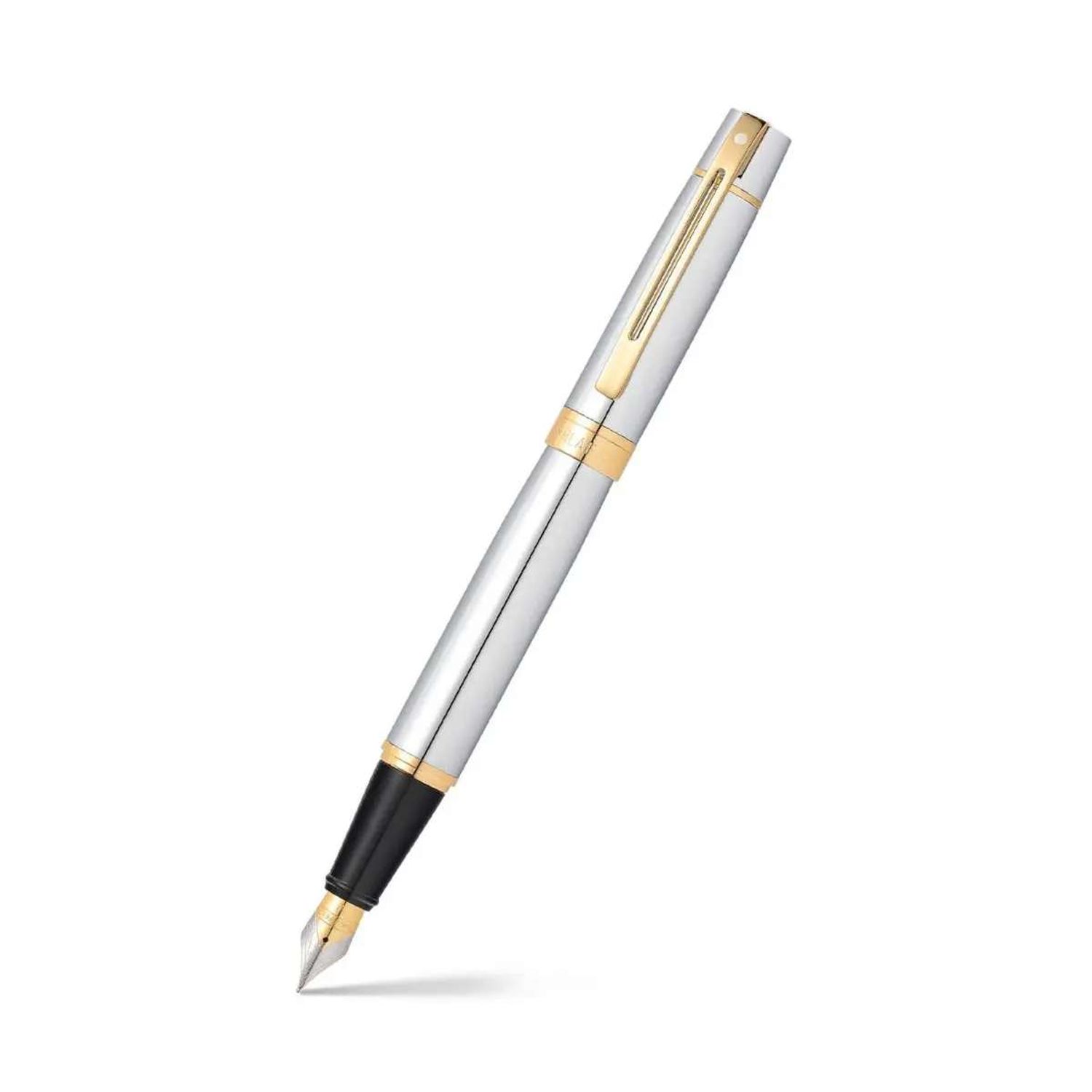 Sheaffer® 300 Bright Chrome Fountain Pen With Gold Trims Medium Nib 