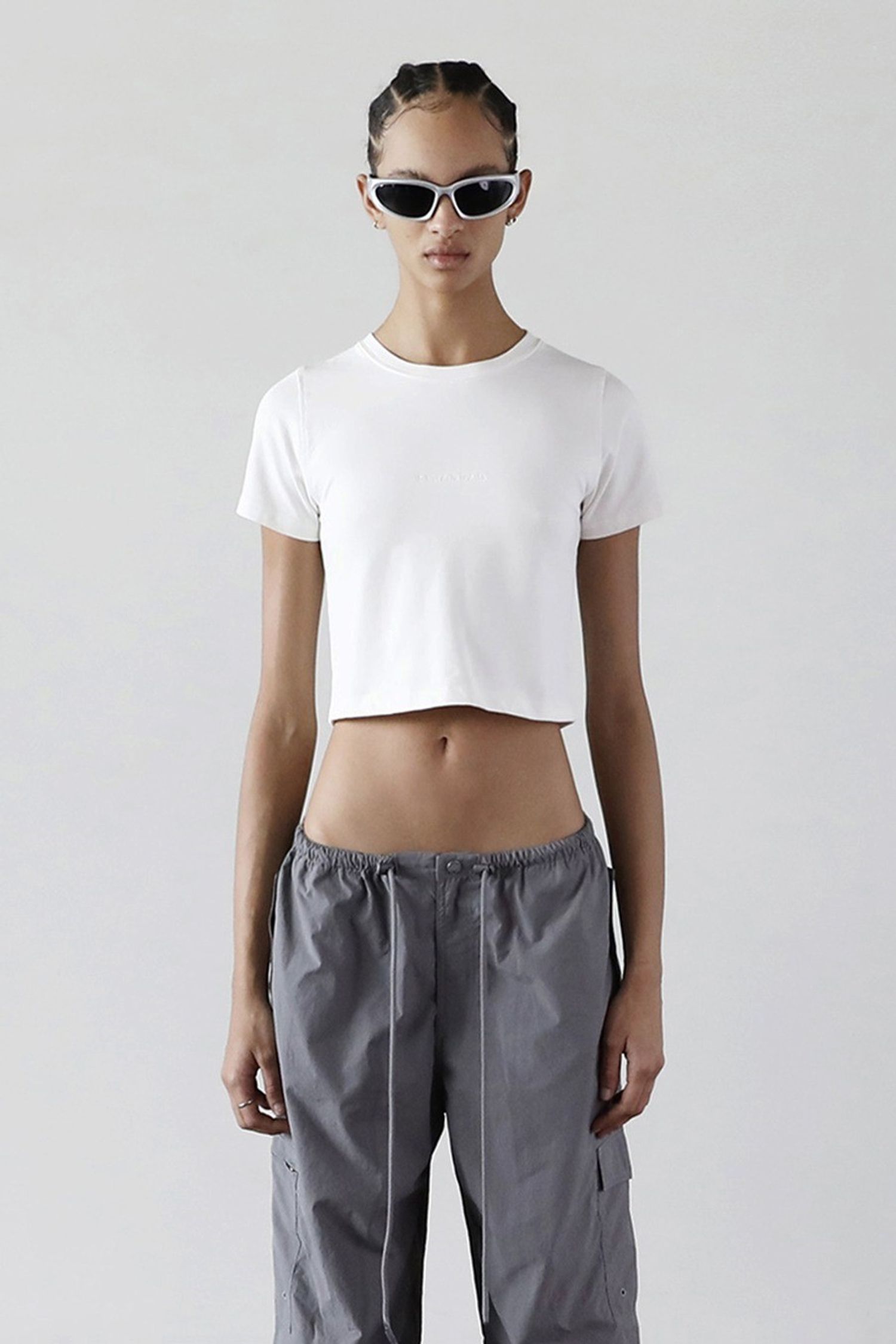 Heavy Stretch Cotton Crop T-shirt - White