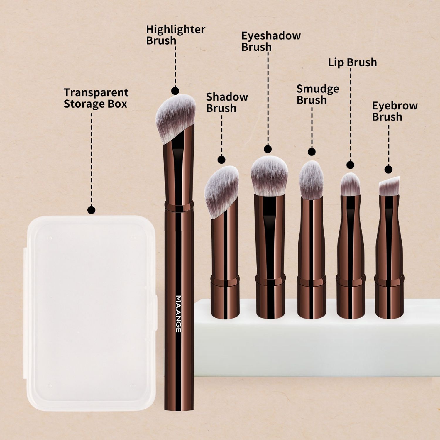 Detachable eye makeup brush kit