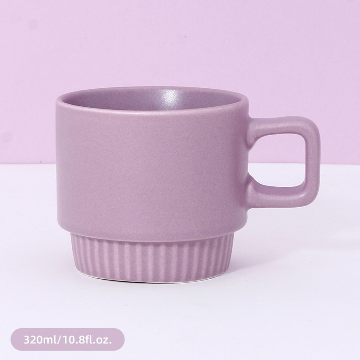 320ml/10.8fl.oz. Solid Color Stacking Basic Ceramic Cup (Purple)