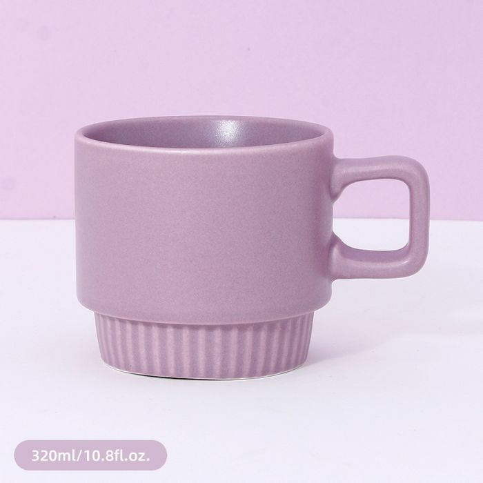 320ml/10.8fl.oz. Solid Color Stacking Basic Ceramic Cup (Purple)