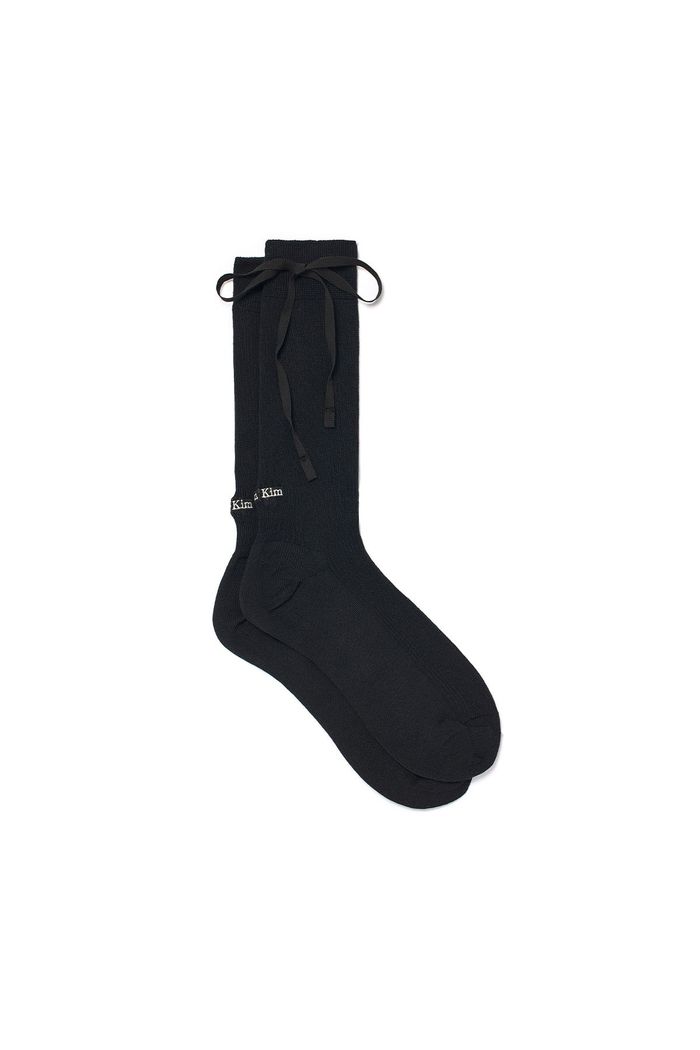 RIBBON POINT CREW SOCKS IN BLACK