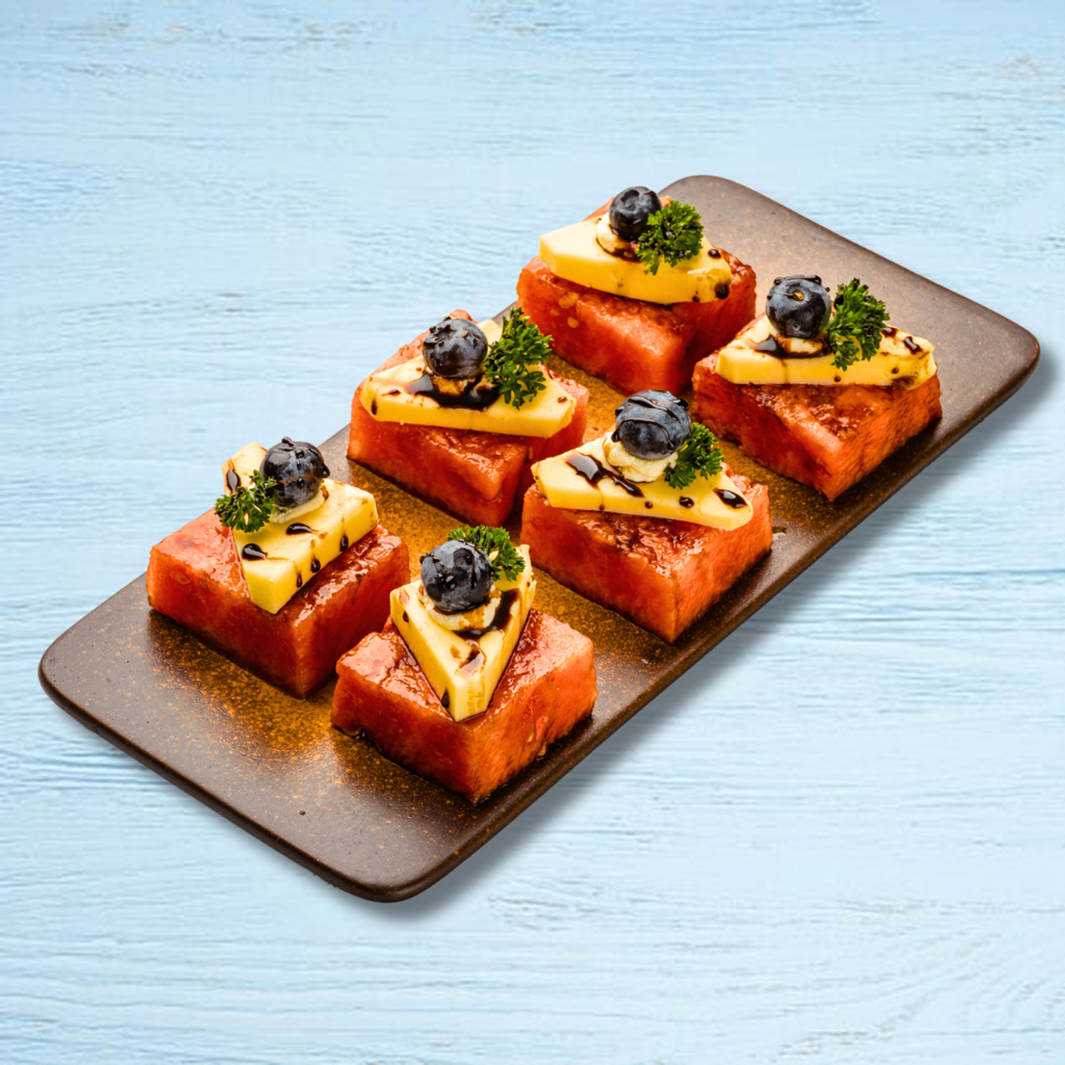 Watermelon brie cheese bite