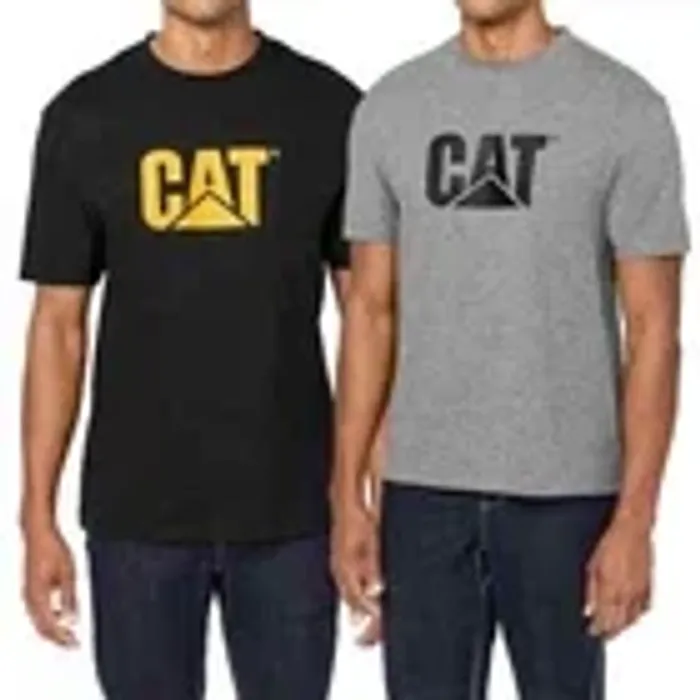 CAT Men's Classic Short Sleeve Logo Tee for Men, Soft and Comfortable Brown, Size L