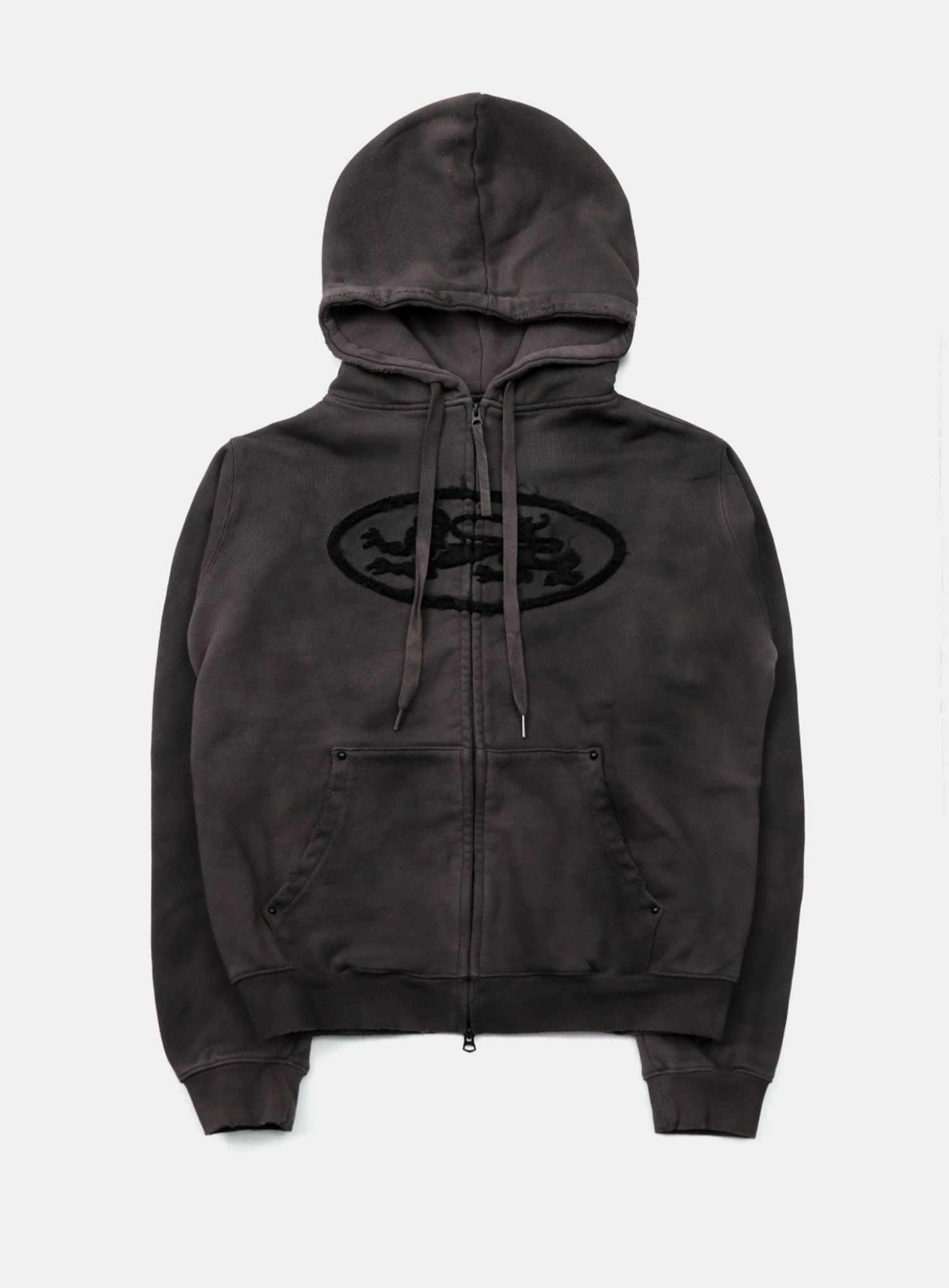 Lion Patch Hoodie - Charcoal