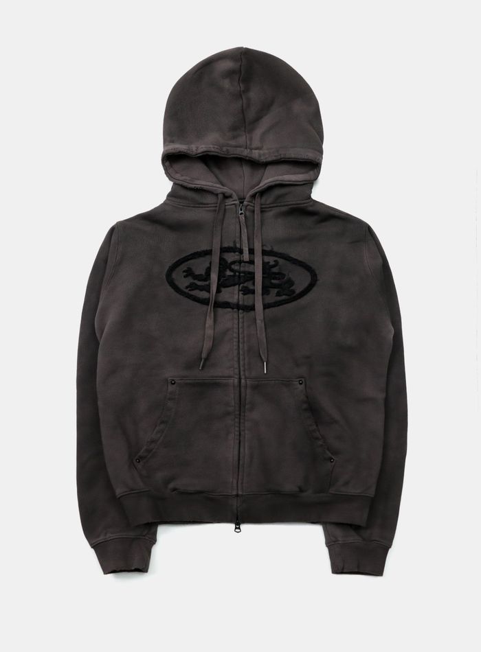 Lion Patch Hoodie - Charcoal