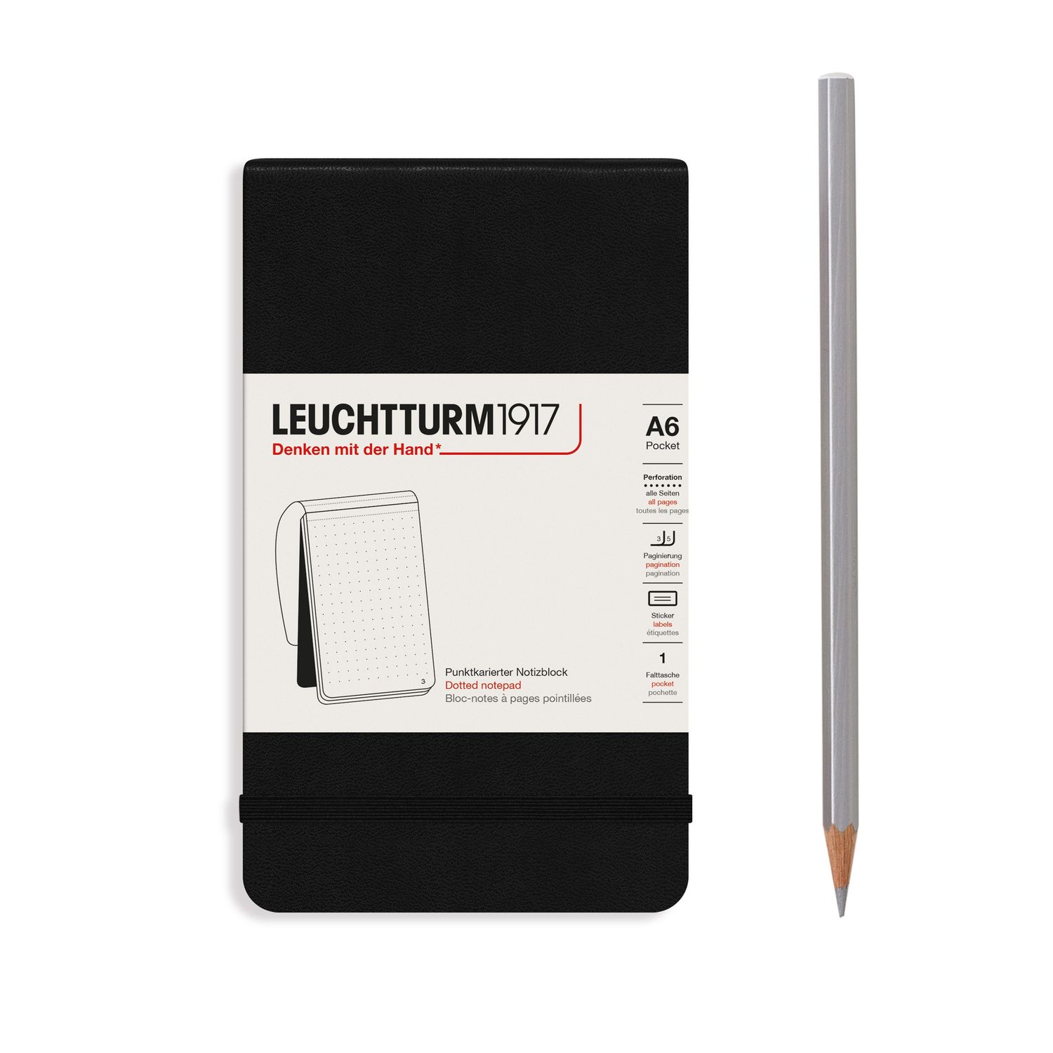Black, Notepad, Pocket (A6), 184 p., dotted