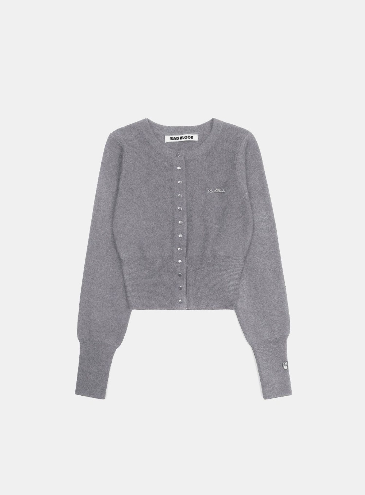 Pure Classic Button Up Round Cardigan - Gray