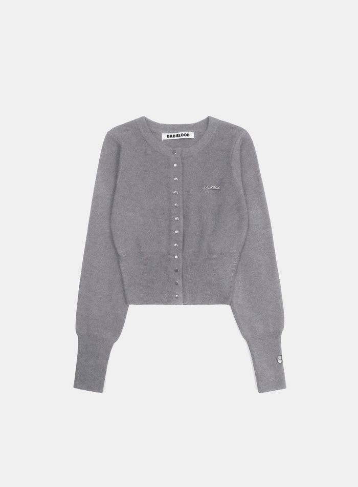 Pure Classic Button Up Round Cardigan - Gray