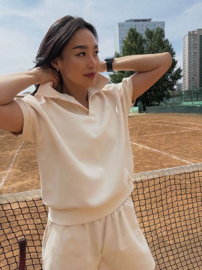 Midi sleeve polo shirt