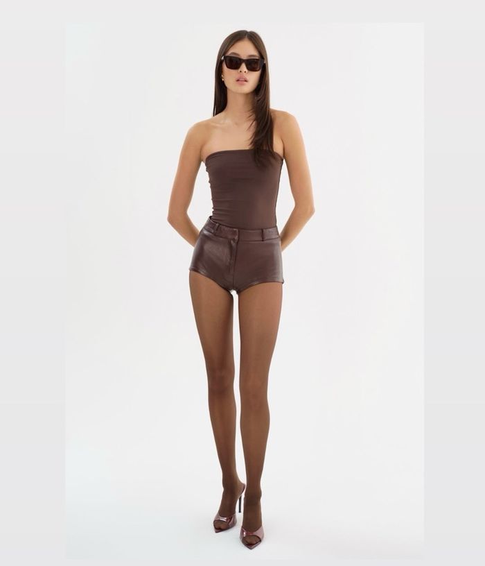 Leather mini short