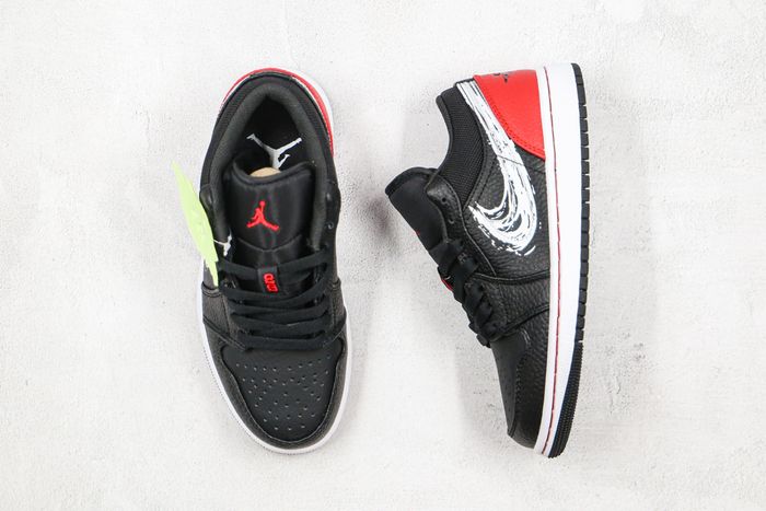 Jordan 1 Low Brushstroke Swoosh Black