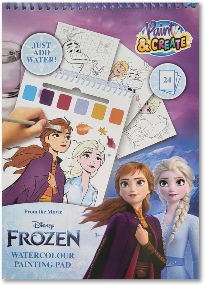 Disney Frozen Water Colouring Book - Watercolour Paint Pad 24 Pages with Brush - Paint & Create Activity Book for Kids 