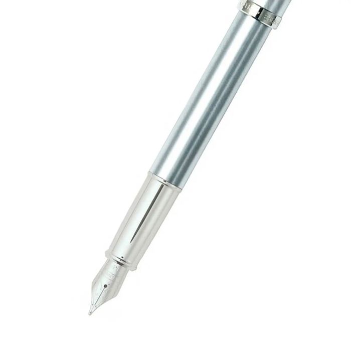Sheaffer® 100 Brushed Chrome Fountain Pen With Chrome Trims Medium nib