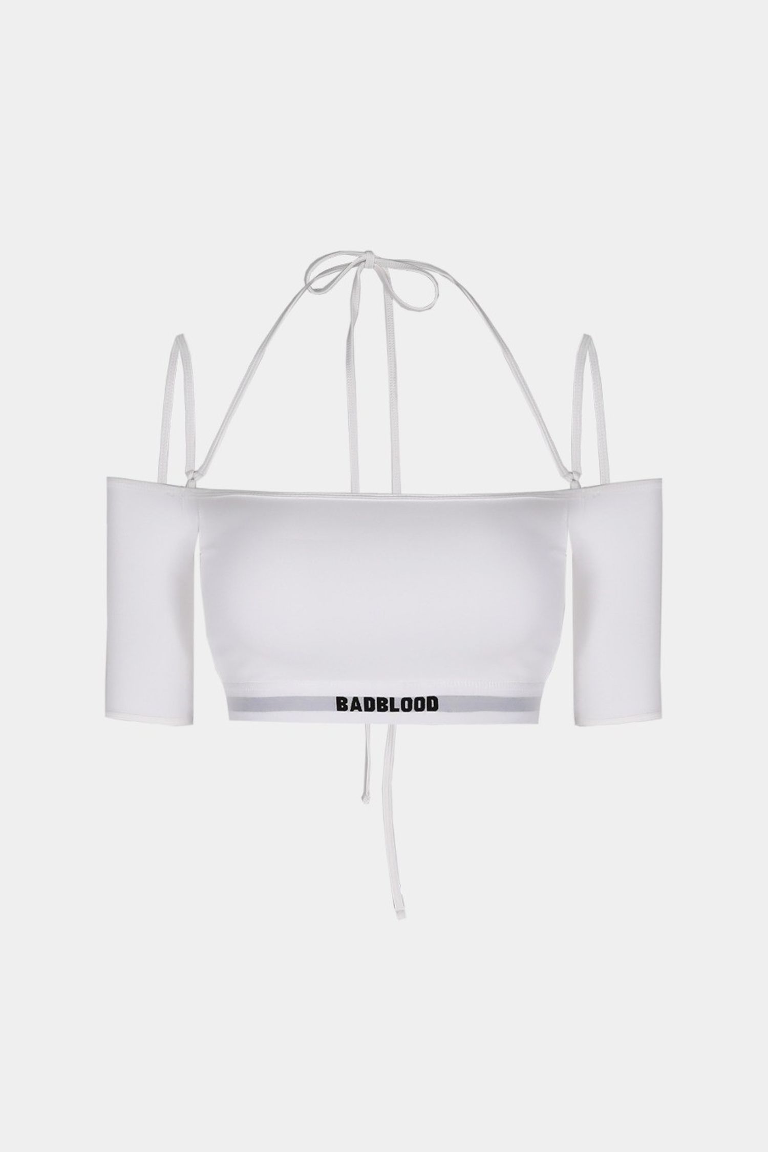 Small Logo Off Shoulder 1/2 Tee Bra - White