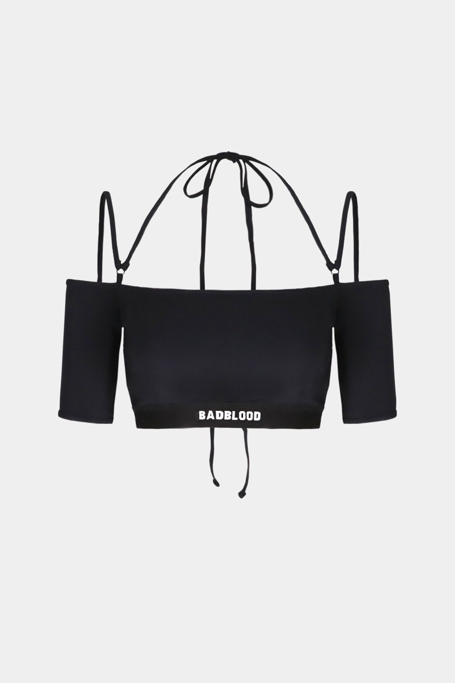 Small Logo Off Shoulder 1/2 Tee Bra - Black