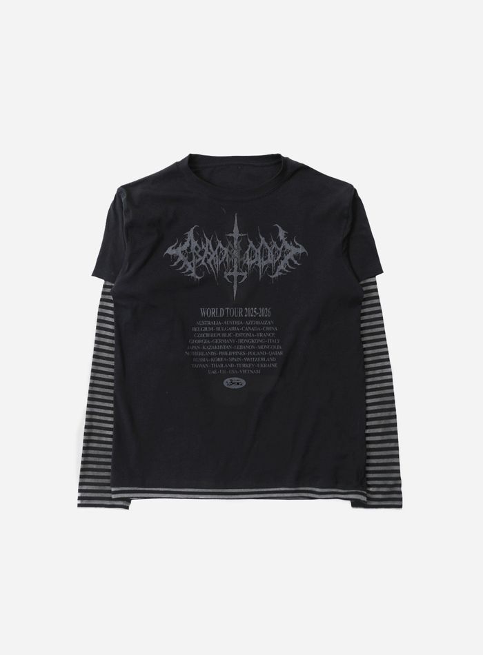 2025 World Tour Layered Long Sleeve -Black/Striped 