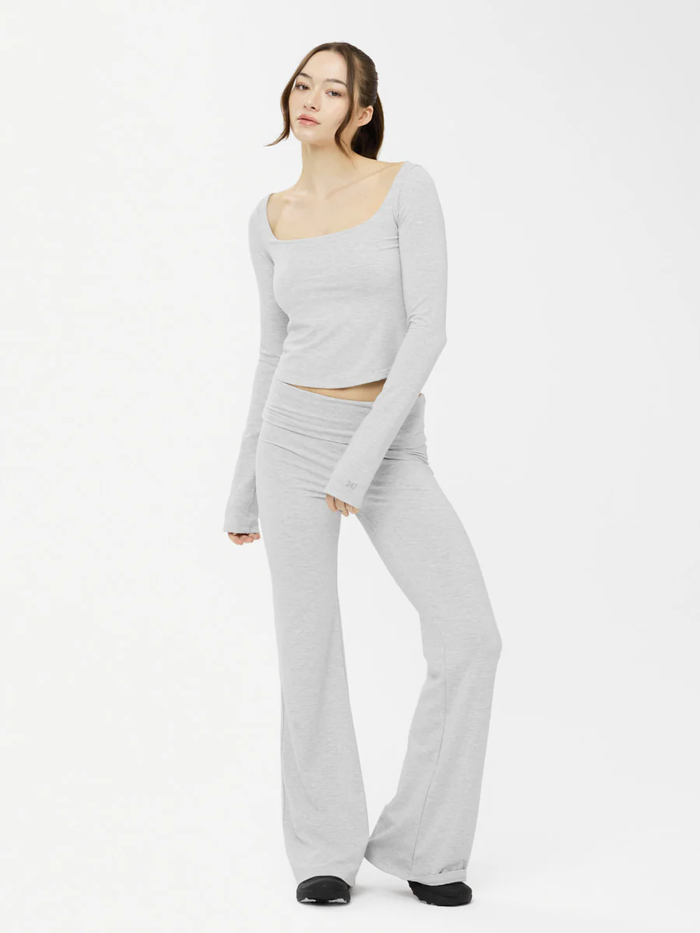 AIR FOLDING FLARE PANTS - WHITE MELANGE