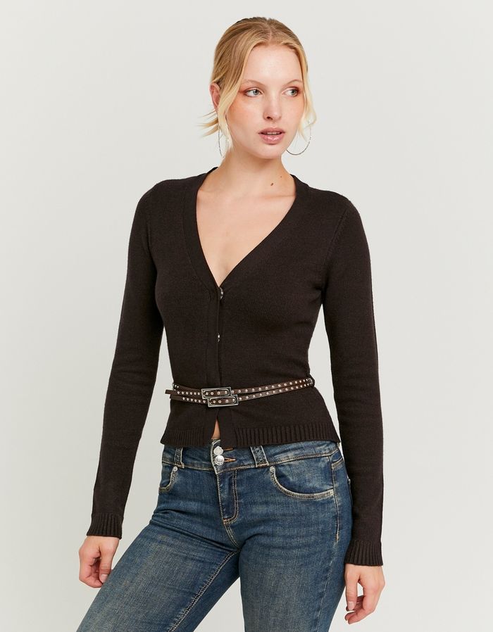 Brown Knitted Bolero with Belt