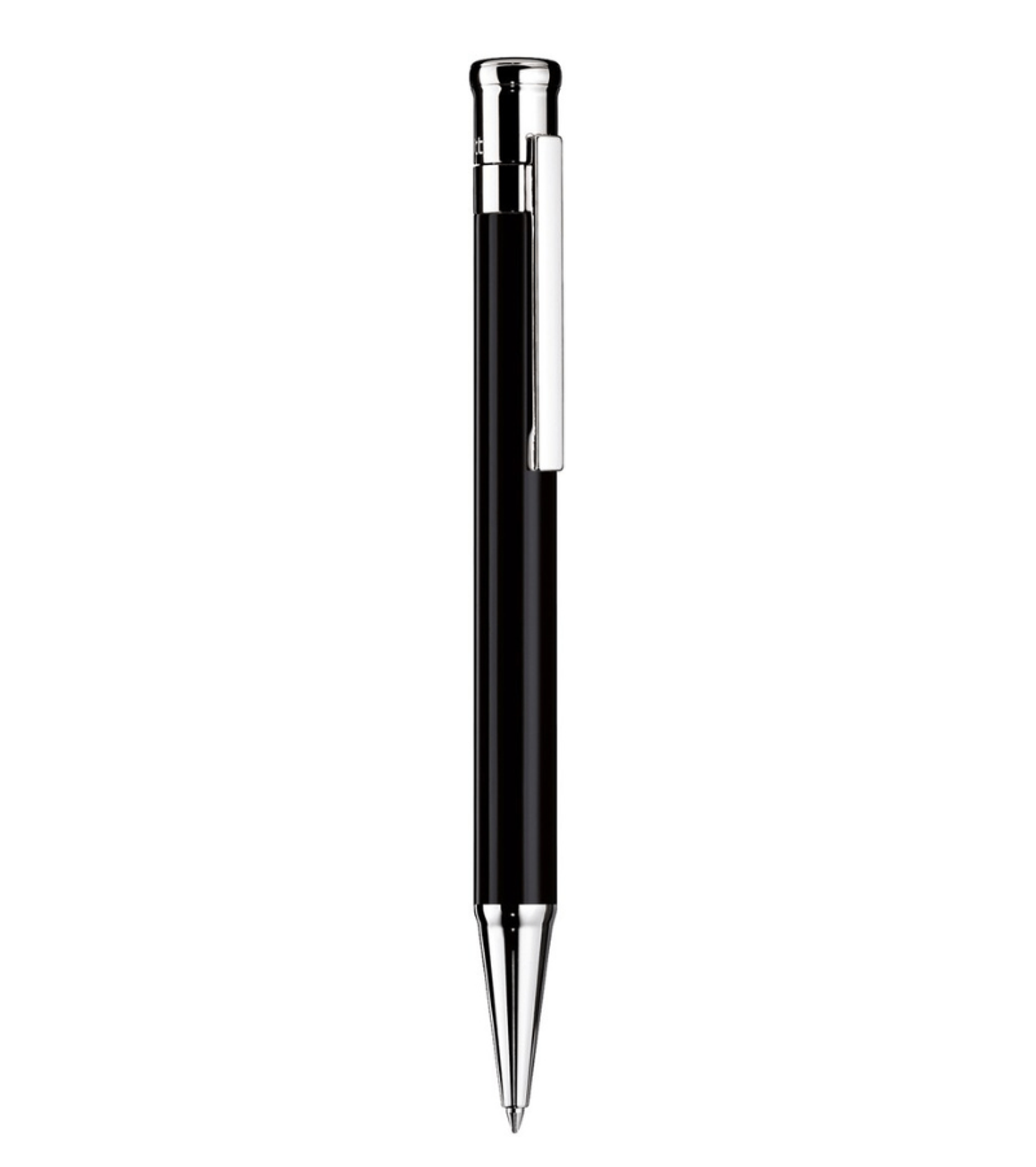 Otto-Hutt Design 04 Ballpoint pen  - barrel black shiny lacquered, cap and fittings platinum plated 
