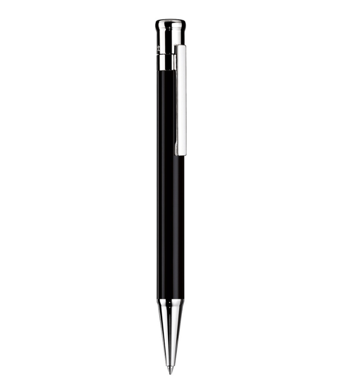 Otto-Hutt Design 04 Ballpoint pen  - barrel black shiny lacquered, cap and fittings platinum plated 