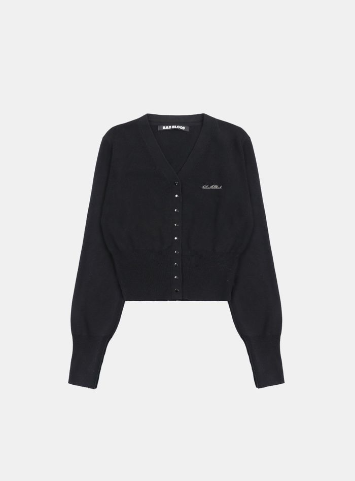 Pure Classic Button Up V-Neck Cardigan - Black