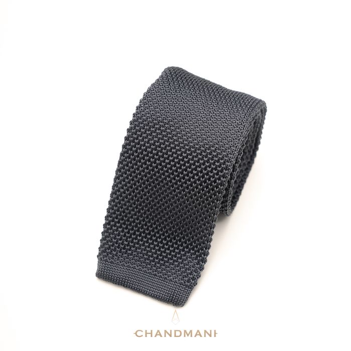 Tipped Knit Grey Tie