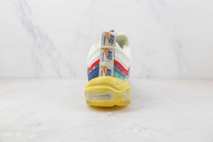 Nike Air Max 97 Coconut Milk Fossil Denim Red Green Noise 