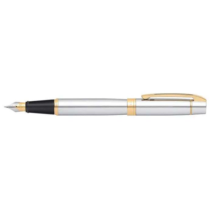 Sheaffer® 300 Bright Chrome Fountain Pen With Gold Trims Medium Nib 