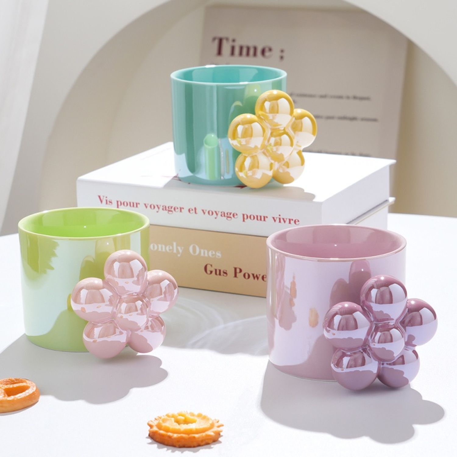 350ml/11.83fl.oz. Flower Handle Creative Ceramic Cup