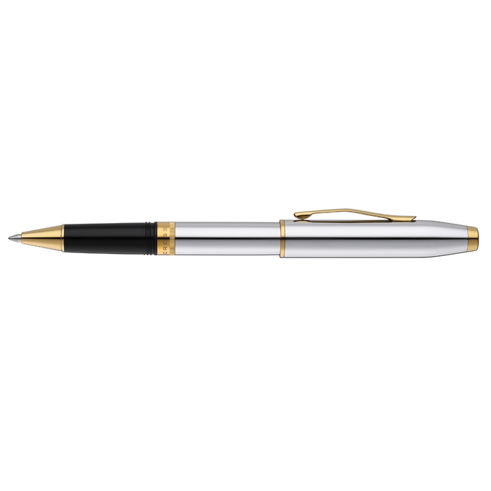Foundry Polished Chrome with PVD Gold Appointments Rollerball Pen